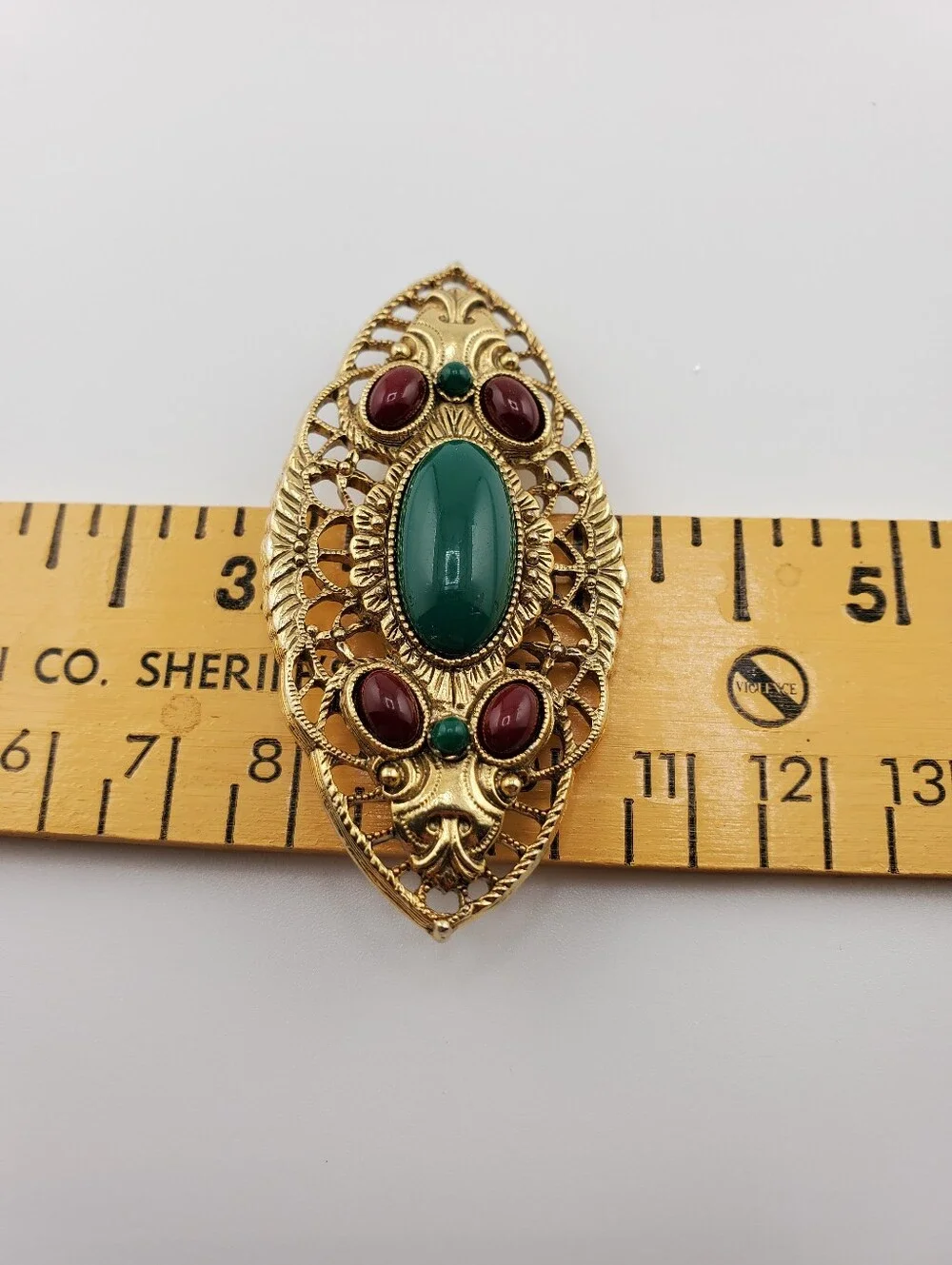 1928 Burgundy And Green Brooch